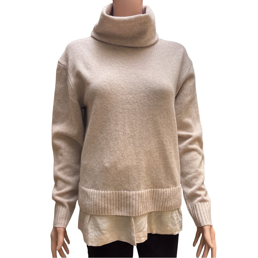 Joseph Elegant Beige Turtleneck Wool Cashmere Sweater Small